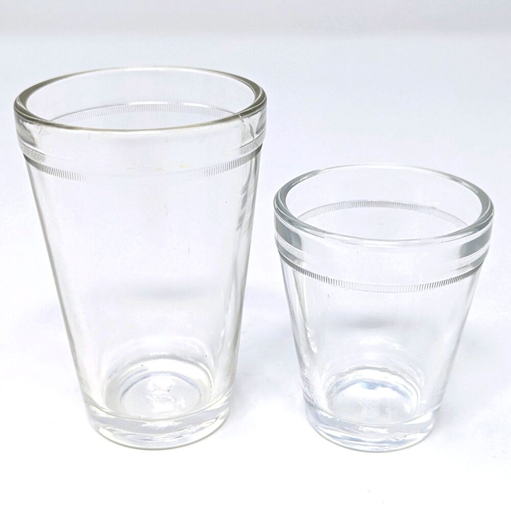 Vtg Hazel Atlas Ribbed Standard 1.5 oz & Pony Mini Sample .75 oz Shot Glass Lot